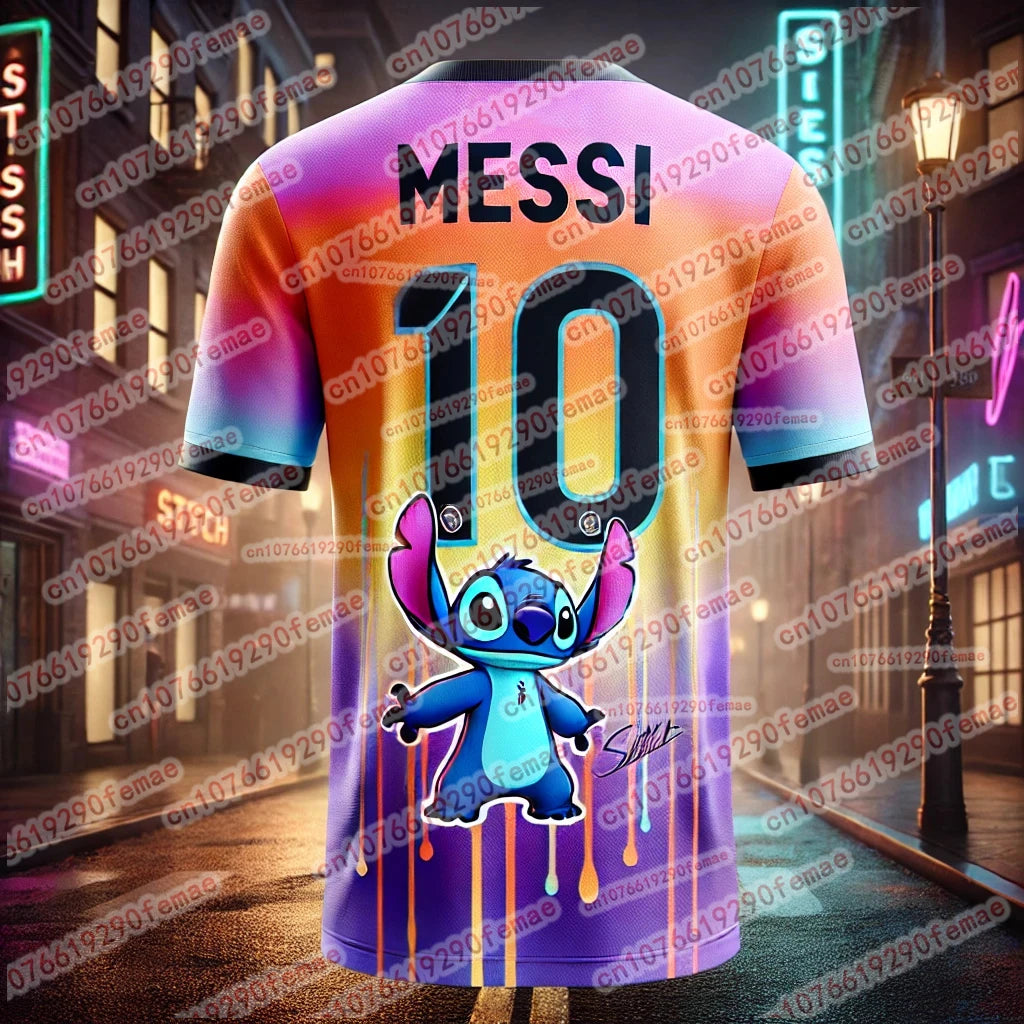 Stitch & Messi Collaboration T-Shirt – Cute & Stylish Comfortable Summer Jersey for Kids & Adults, Boys & Girls