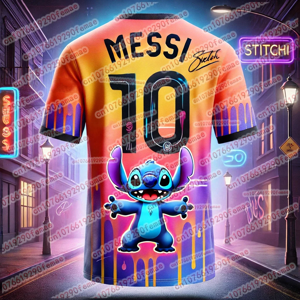 Stitch & Messi Collaboration T-Shirt – Cute & Stylish Comfortable Summer Jersey for Kids & Adults, Boys & Girls