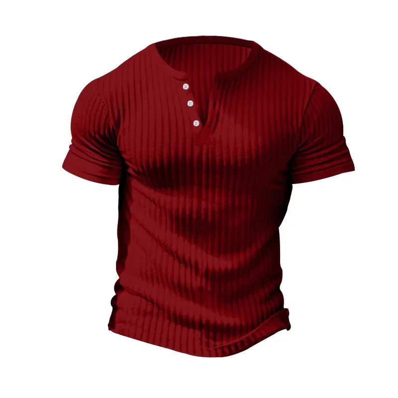 Fashion Europe and the United States solid color new summer short-sleeved foreign trade Henry shirt casual knitted T-shirt