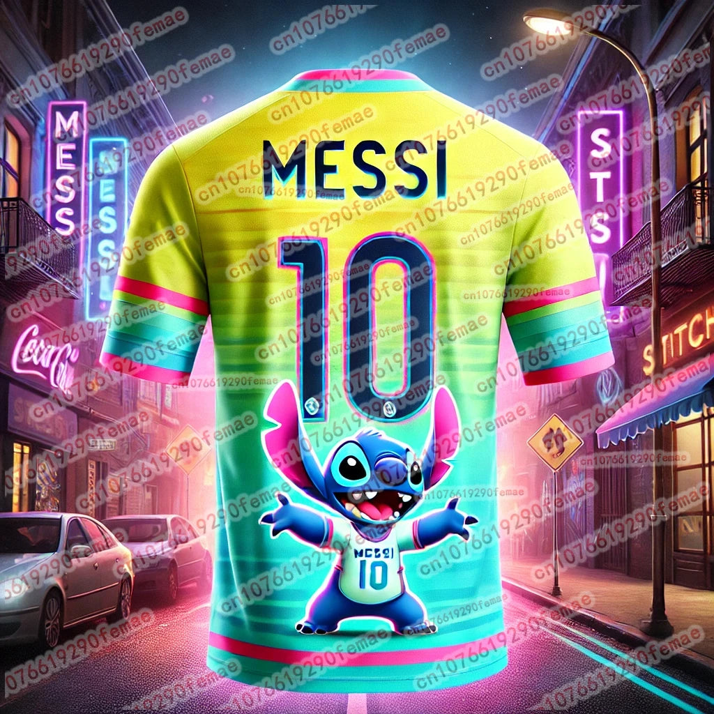 Stitch & Messi Collaboration T-Shirt – Cute & Stylish Comfortable Summer Jersey for Kids & Adults, Boys & Girls