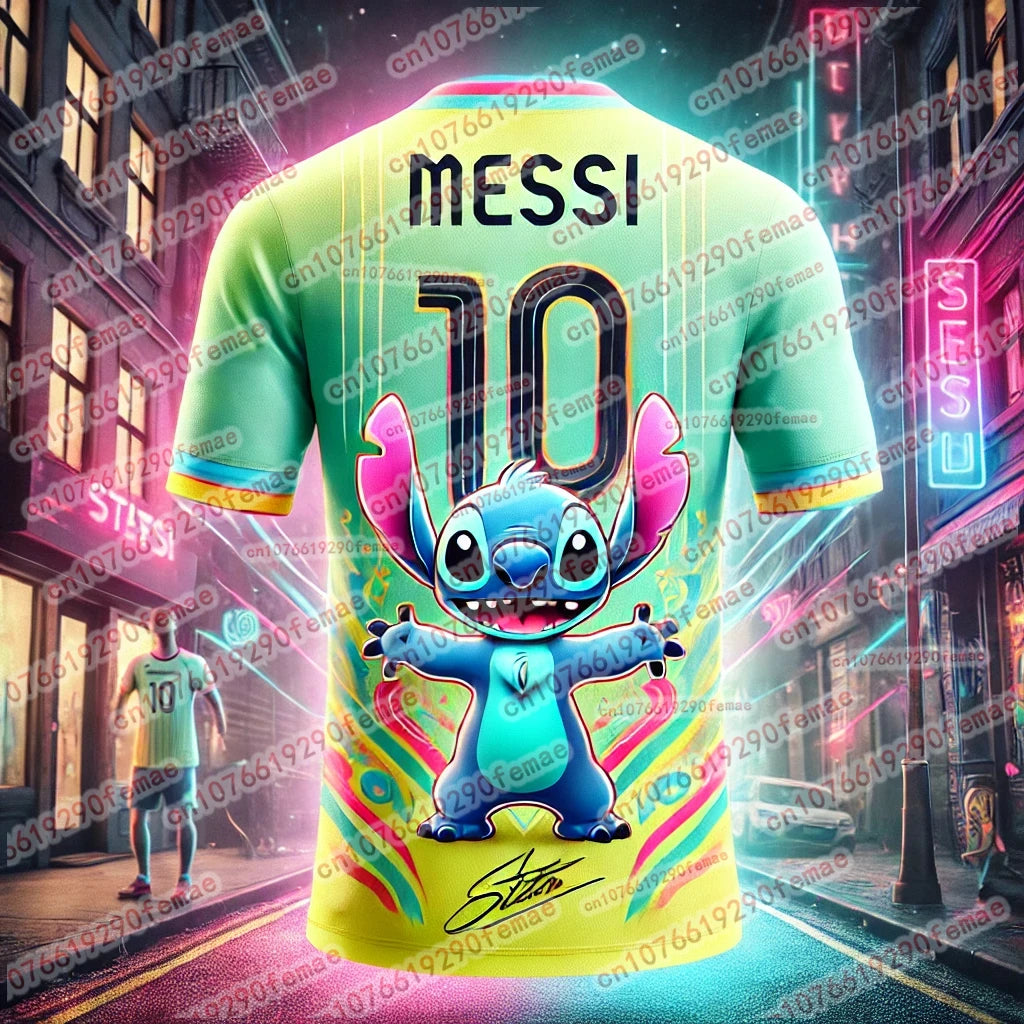 Stitch & Messi Collaboration T-Shirt – Cute & Stylish Comfortable Summer Jersey for Kids & Adults, Boys & Girls
