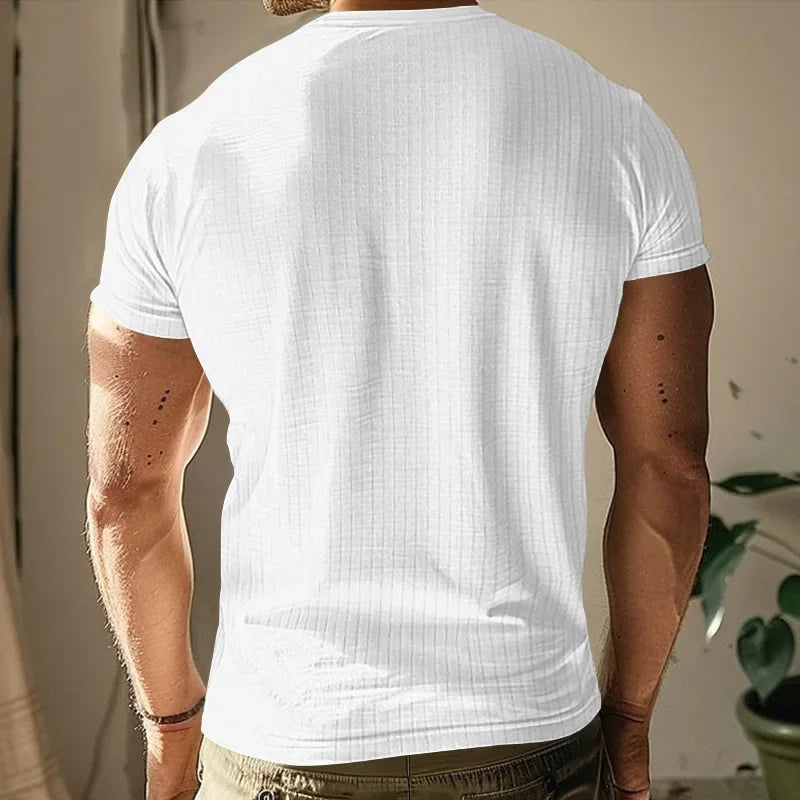 Fashion Europe and the United States solid color new summer short-sleeved foreign trade Henry shirt casual knitted T-shirt