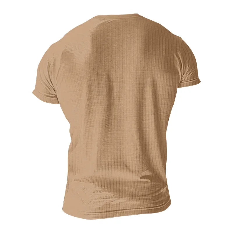 Fashion Europe and the United States solid color new summer short-sleeved foreign trade Henry shirt casual knitted T-shirt