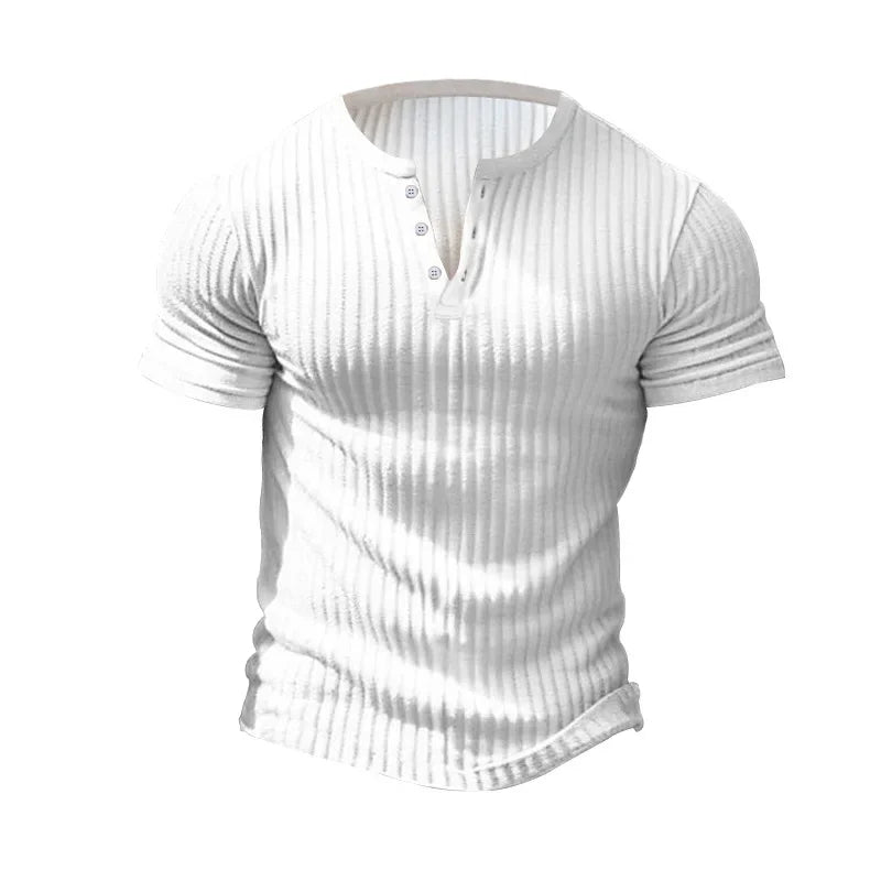Fashion Europe and the United States solid color new summer short-sleeved foreign trade Henry shirt casual knitted T-shirt