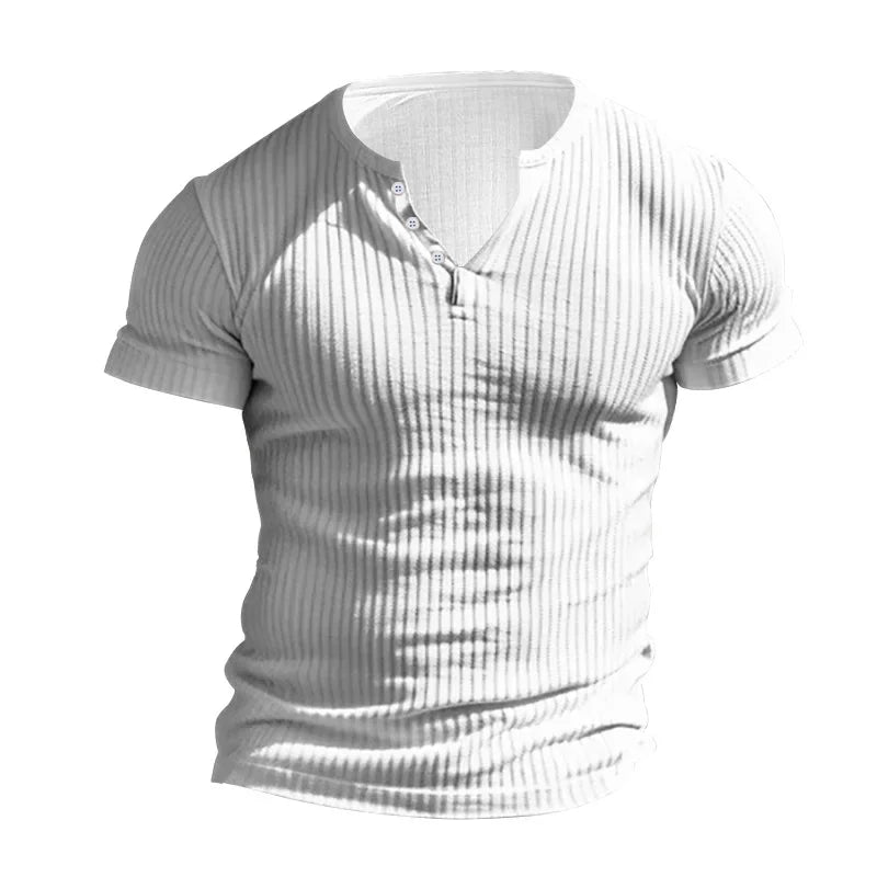 Fashion Europe and the United States solid color new summer short-sleeved foreign trade Henry shirt casual knitted T-shirt