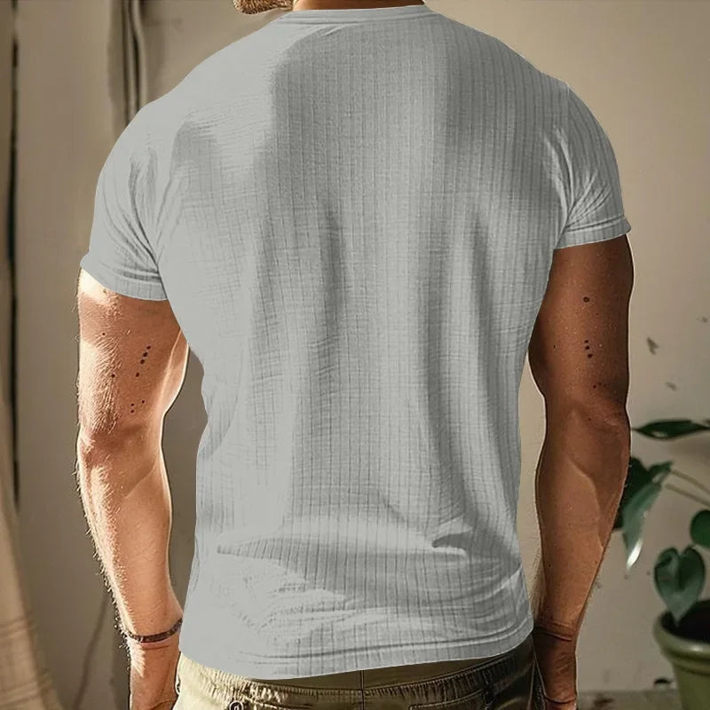 Fashion Europe and the United States solid color new summer short-sleeved foreign trade Henry shirt casual knitted T-shirt