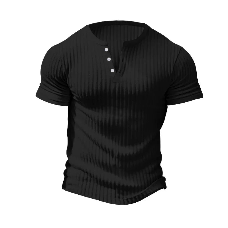 Fashion Europe and the United States solid color new summer short-sleeved foreign trade Henry shirt casual knitted T-shirt