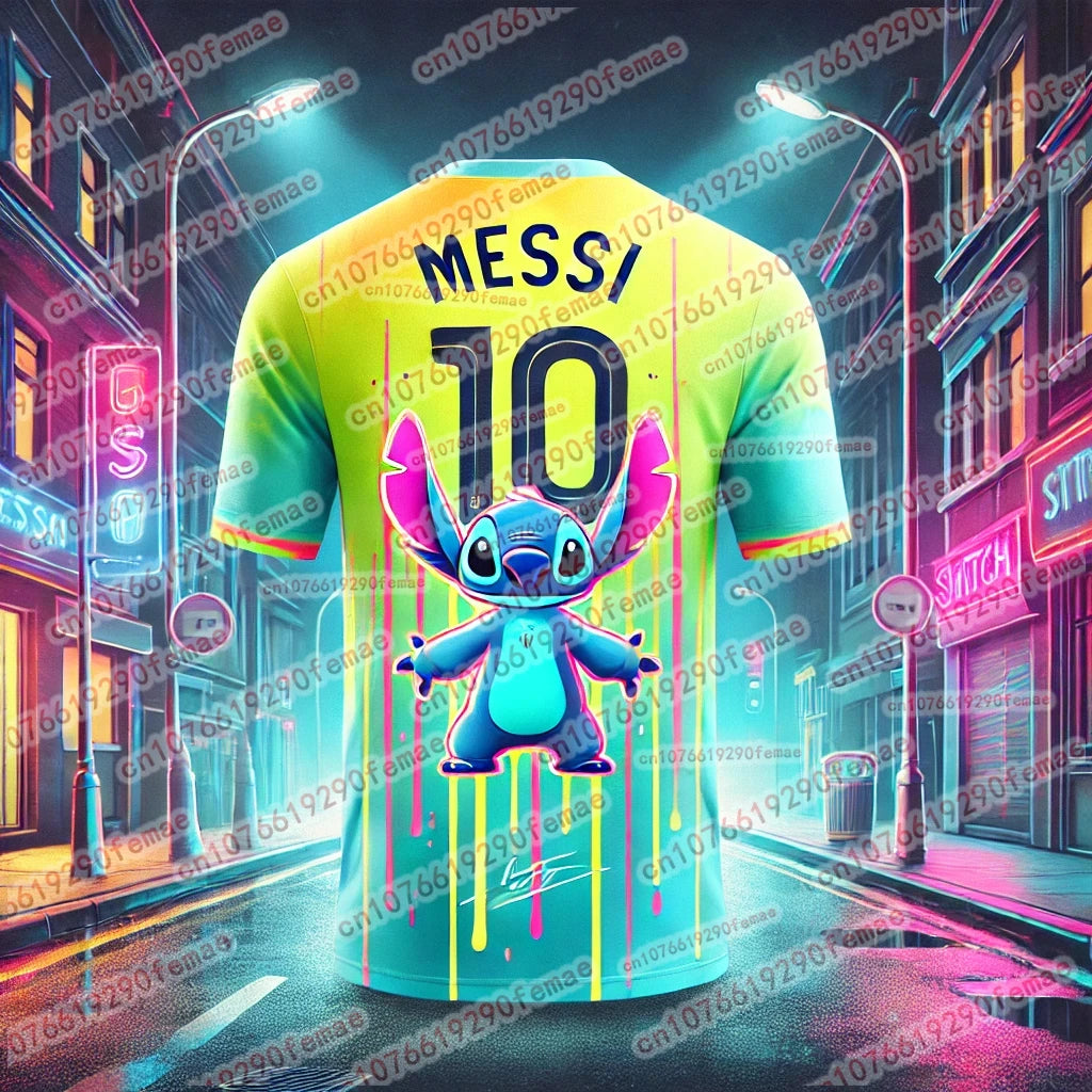Stitch & Messi Collaboration T-Shirt – Cute & Stylish Comfortable Summer Jersey for Kids & Adults, Boys & Girls