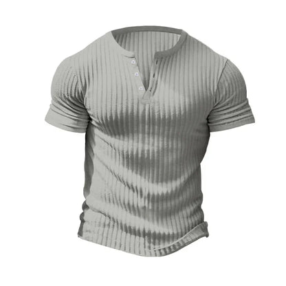 Fashion Europe and the United States solid color new summer short-sleeved foreign trade Henry shirt casual knitted T-shirt
