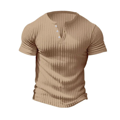 Fashion Europe and the United States solid color new summer short-sleeved foreign trade Henry shirt casual knitted T-shirt