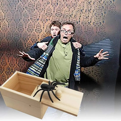 Halloween Fun Happy Joke Boxes Rubber Spider Prank Happy Box Handcrafted Wooden Spider Box Spider Money Surprise in a Box
