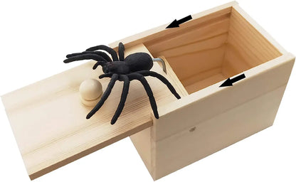 Halloween Fun Happy Joke Boxes Rubber Spider Prank Happy Box Handcrafted Wooden Spider Box Spider Money Surprise in a Box