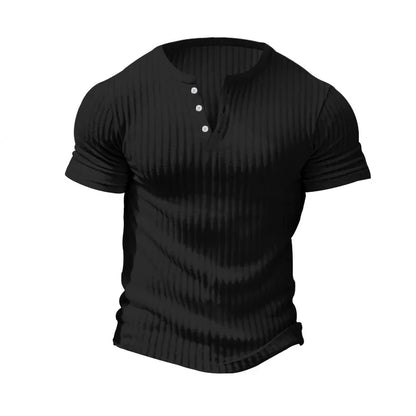 Fashion Europe and the United States solid color new summer short-sleeved foreign trade Henry shirt casual knitted T-shirt